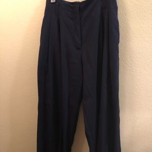 ASOS silky wide leg pleat pants, Navy, size 10